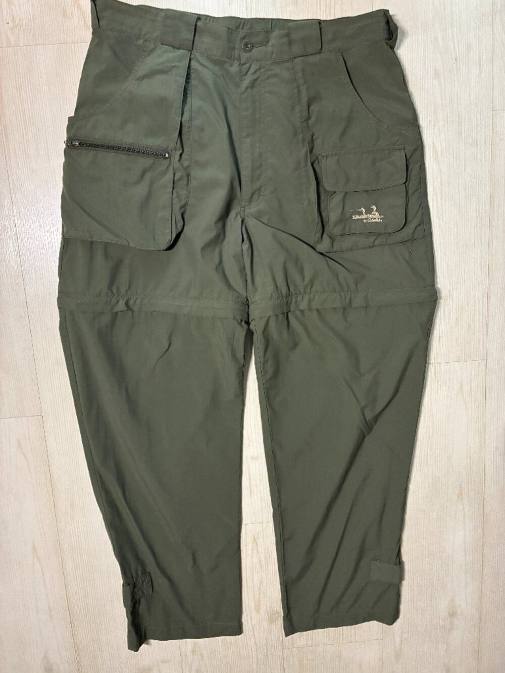 Cabela's Guidewear Men's Large Convertible Cargo Pants Green Zip Off Fishing